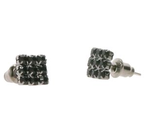 Boucles d´oreilles carrées MasterDis en laiton avec strass Noir