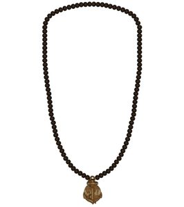 WOOD FELLAS neck jewelry cool chain with wooden pendant anchor brown / beige