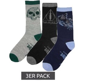 Pack de 3 calcetines de Harry Potter calcetines mágicos en una talla Reliquias de la muerte Colorido