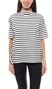 PETIT BATEAU Shirt attractive T-shirt women top with valance polo shirt white