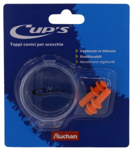 CUP´S Ear Plug Tapones auditivos reutilizables de silicona para nadar naranja