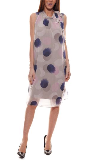 Aniston SELECTED robe mini-robe à la mode des femmes à gros pois gris