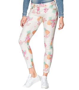 BLUE FIRE Co ankle jeans Chloe super soft women´s skinny fit pants with floral pattern white