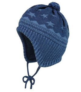 maximo hat fluffy boy hat structure hat with tie and bobble Made in Germany blue