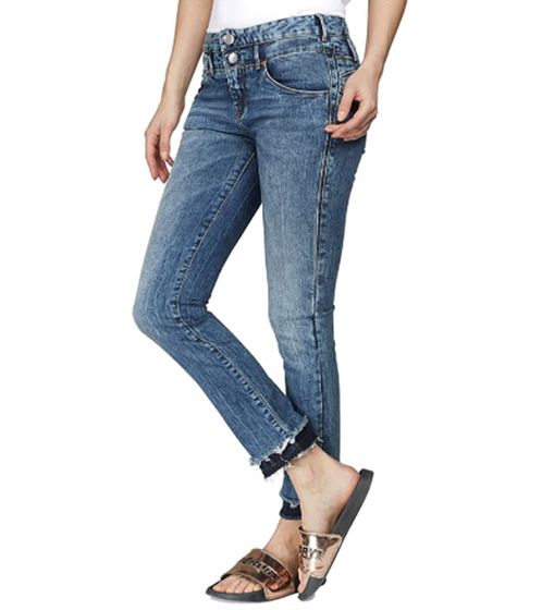 Meravigliosi jeans slim fit da bambino comodi pantaloni in denim da donna con lavaggio used blu