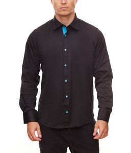 RUSTY NEAL Herren Business-Shirt Langarm-Hemd R-11015 Schwarz/Türkis