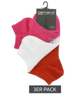 3 Paar camano Damen Sport-Socken Sneaker-Söckchen 3003 Pink/Weiß/Rot