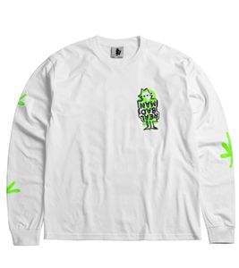 REAL BAD MAN long-sleeved shirt for men with cool prints Free The Weed White