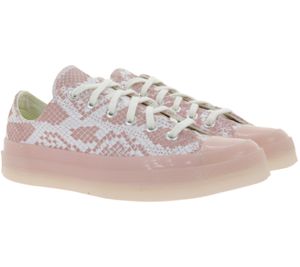 Converse x Golf Wang Echtleder-Sneaker bequeme Low Top Schuhe in Schlangenleder-Optik Chuck 70 Ox Rosa/Weiß