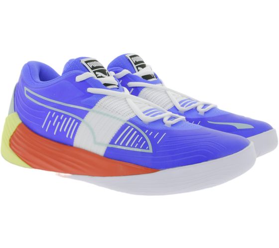 PUMA Scarpe da basket Fusion Nitro Scarpe da allenamento da uomo Blu/Giallo/Rosso