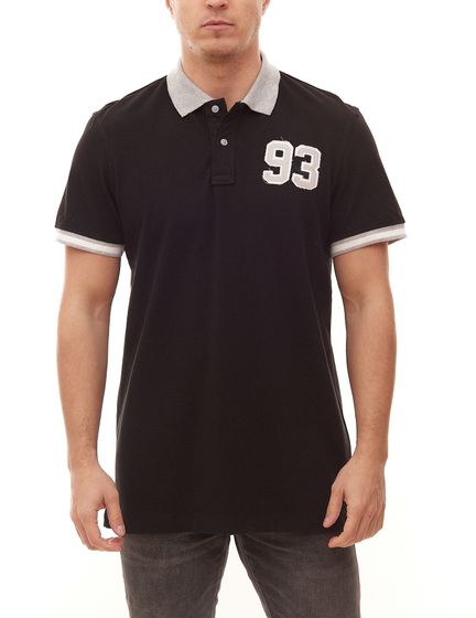 BLEND Gregor men s polo shirt non-slip polo shirt with offset collar 20703727 Black