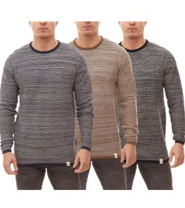 SOLID Mink Herren Pulli recycelter Strick-Pullover aus Baumwolle in Melange-Optik 21300422