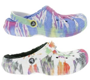 crocs classic lined tie-dye house shoes lined clogs with dual crocs comfort 206341
