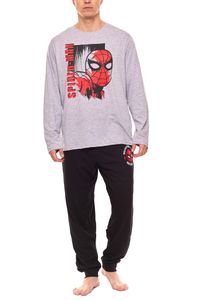 MARVEL Herren Spiderman Schlafanzug Pyjama-Set 2-teilig Grau/Schwarz