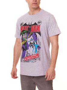 DC Comics Herren Batman Kurzarm-Shirt T-Shirt mit The Joker Aufdruck 012763 Grau/Bunt