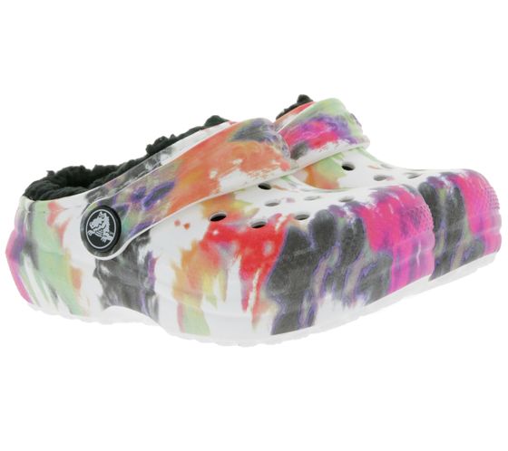 crocs classic lined tie-dye kids house shoes lined clogs with dual crocs comfort colorful