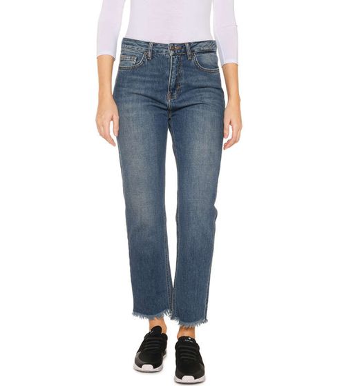 LTB Pia Damen High-Waist-Jeans knöchelhohe 5-Pocket-Hose mit geradem Bein 51352 13799 52068 Blau