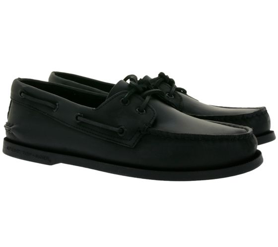 SPERRY Zapatos náuticos de cuero con 2 ojales originales y auténticos para hombre con sistema de cordones 360 0836981 Negro