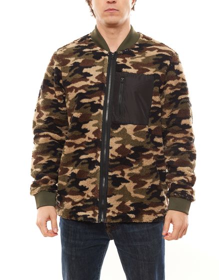 !SOLID Lukato men's fleece jacket with teddy fur Transitional jacket in college look 21300655ME camouflage