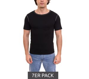 Confezione da 7 magliette termiche da uomo PUREWORK, magliette funzionali traspiranti, magliette a maniche corte, magliette da lavoro, magliette sportive con contenuto di cotone, OEKO-TEX Standard 100, nero