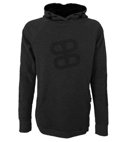 Planet Sports Long Tech Men s Hoodie with Zip Pockets Hooded Sweatshirt with Logo Print PS120029-200 Black