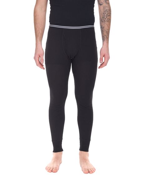 AM Legend Herren Ski-Unterhose nachhaltige lange Unterhose aus reiner Baumwolle 26183 Schwarz