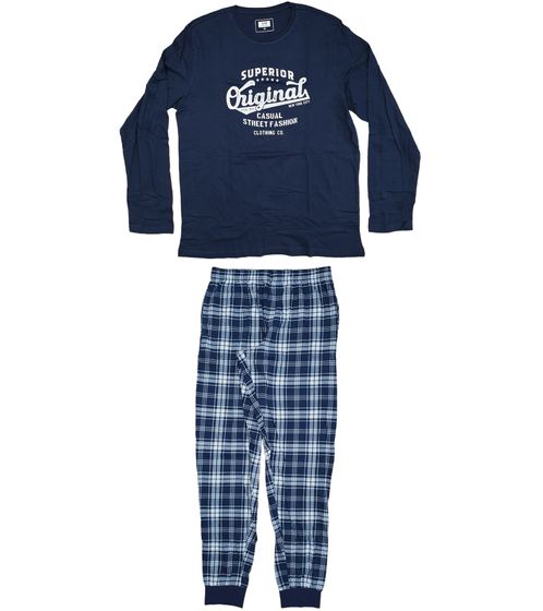 AM Legend Ensemble pyjama 2 pièces pour homme à carreaux IAN MPJ 23 Bleu marine/blanc