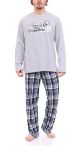 AM Legend men's pajama set 2-piece checked pajamas IAN MPJ 23 navy/light grey