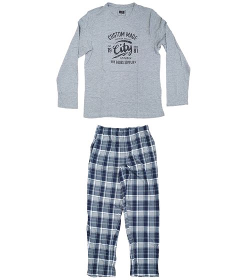 Conjunto de pijama para hombre AM Legend Pijama de cuadros de 2 piezas IAN MPJ 23 gris/azul marino