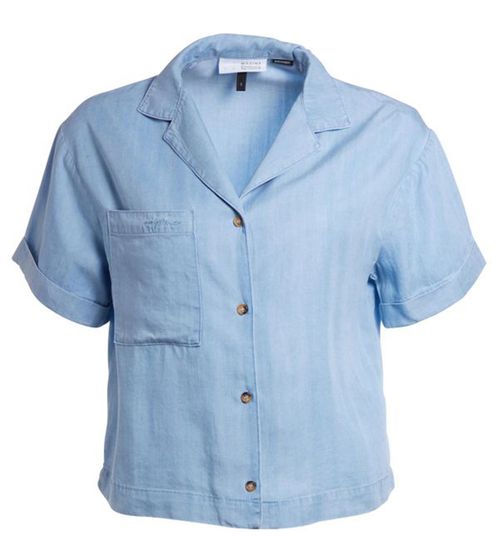 MAZINE Valmy Blusa camisa de mujer de manga corta con blusa camisera de corte cropped 22134407 azul