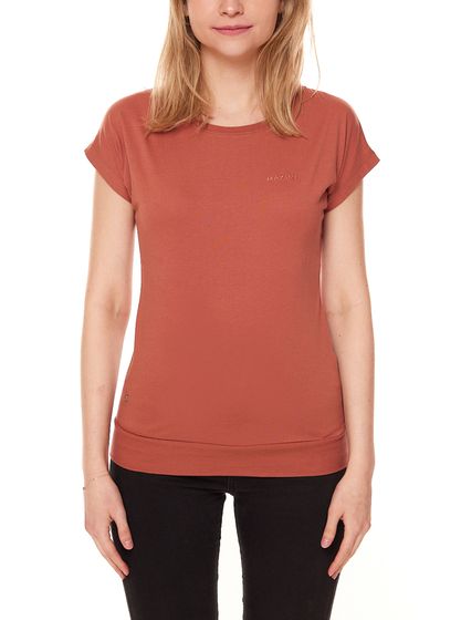 MAZINE Derry T women s crew neck shirt with logo embroidery on chest short sleeve shirt 22133930 rust brown/red