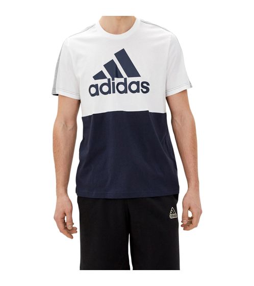 adidas Essentials Colorblock Single Jersey Tee men's t-shirt sustainable cotton shirt HE4329 white/navy