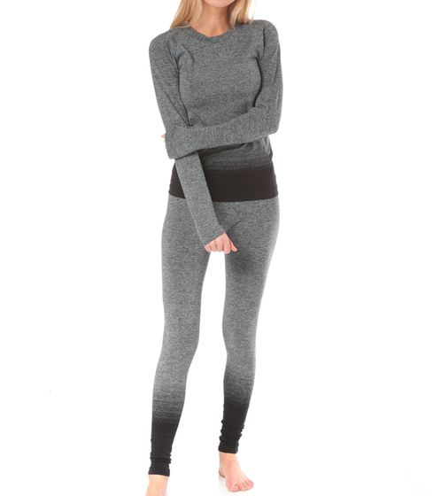 Planet Sports Seamless Set Base Layer Bottoms Conjunto de ropa interior funcional para mujer sin costuras PS700002 gris/negro