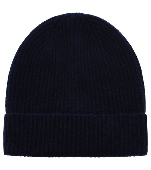 KKS STUDIOS men's beanie made of pure cashmere winter hat in ribbed design 8022M 26034 Navy