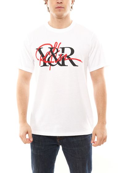 YOUNG & RECKLESS T-shirt uomo intrecciata in cotone con stampa frontale 110017-300 bianco