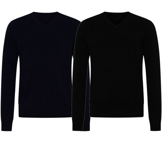 KKS STUDIOS Herren V-Neck Pullover aus 100% Kaschmir Sweater KK2350 Navy oder Schwarz