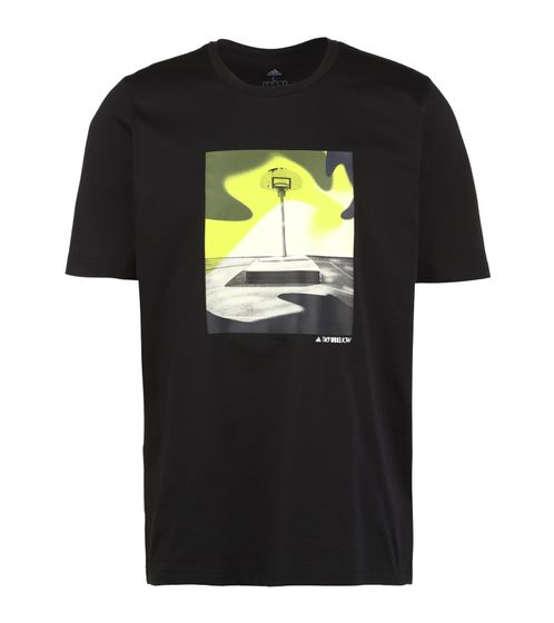 Camiseta adidas Slept On Graphic Tee hombre camisa de algodón sostenible con gran estampado frontal GN5155 negro