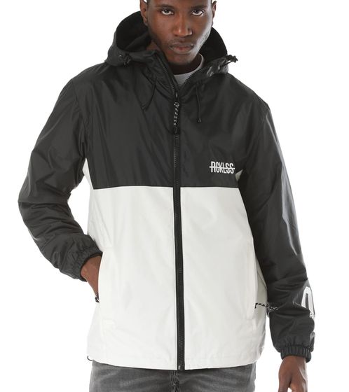 YOUNG & RECKLESS Herren Windbreaker mit erhöhtem Kragen Übergangs-Jacke 140009 Weiß-Schwarz