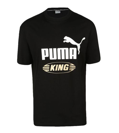 PUMA King Logo Tee T-Shirt bequemes Herren Baumwoll-Shirt Kurzarm-Shirt Sport-Shirt 533590-01 Schwarz 