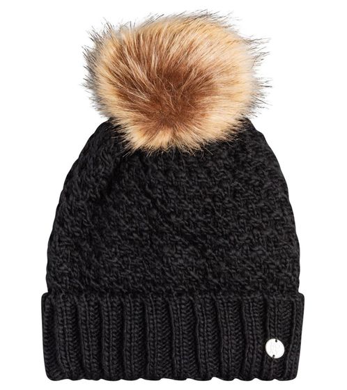 ROXY Blizzard Beanie Damen Winter-Mütze wärmende Strick-Mütze im Zopfstrick-Design ERJHA03870 KJV0 Schwarz