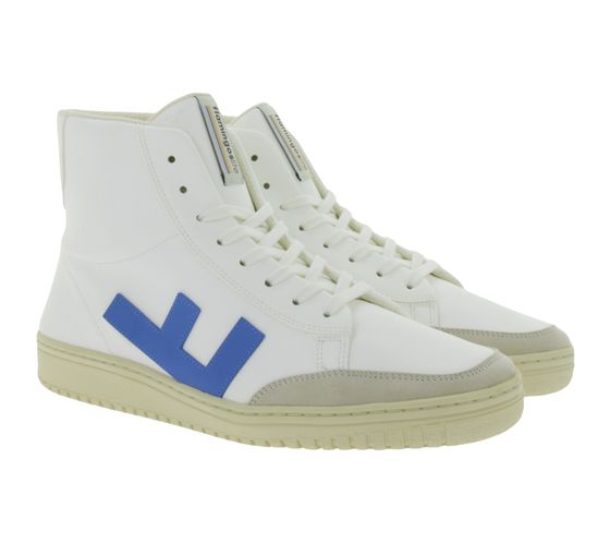 FLAMINGOS LIFE Old 80`s Sneaker fair and sustainable high-top sneaker ankle-high shoes Made in Spain OLD 80 SS21O8WHIBLMO white/blue