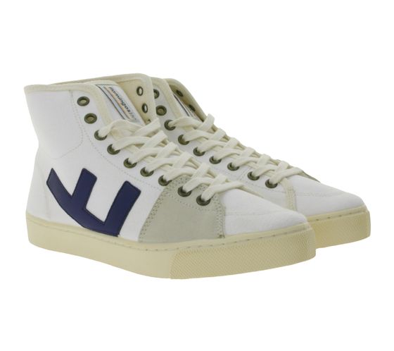FLAMINGOS LIFE El Camino high-top sneaker fair and sustainable city shoes made of canvas made in Spain white/navy