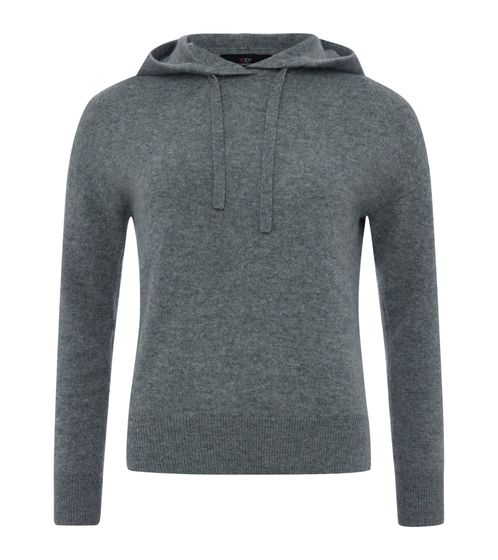 KKS STUDIOS maglione corto da donna con cappuccio realizzato in maglione 100% cashmere 7079 grigio