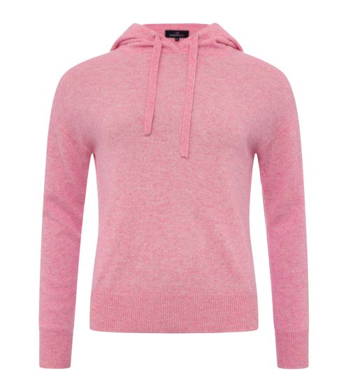 KKS STUDIOS maglione corto da donna con cappuccio realizzato in 100% cashmere maglione 7079 rosa melange