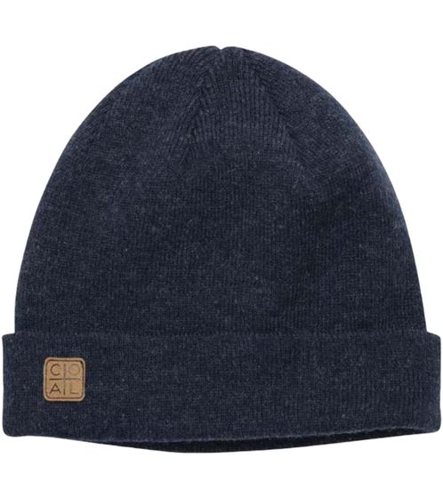 COAL The Harbor Beanie simple winter hat, cozy knitted hat with logo patch 207409 dark blue
