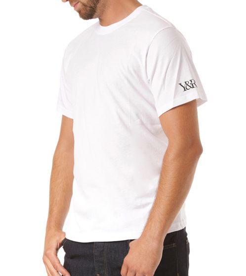 YOUNG & RECKLESS T-shirt da uomo oblunga in cotone con ampia stampa sul retro 110039-300 bianco