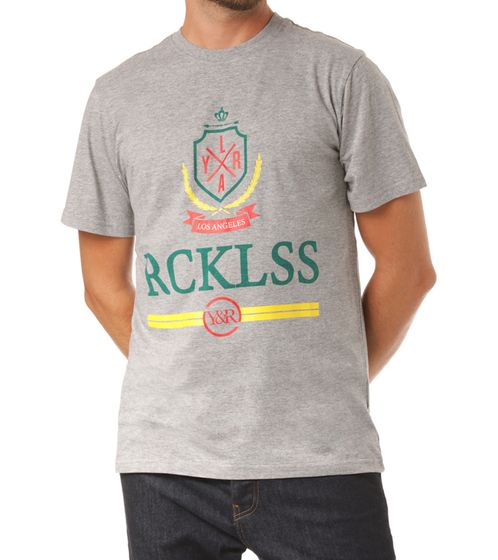 YOUNG & RECKLESS Camiseta de hombre Vailant camisa de algodón con estampado frontal 110027-853 gris