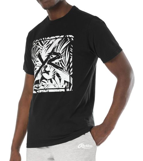 T-shirt YOUNG & RECKLESS con logo quadrato Griffon, camicia casual da uomo per le vacanze, in cotone 110021-200 nera