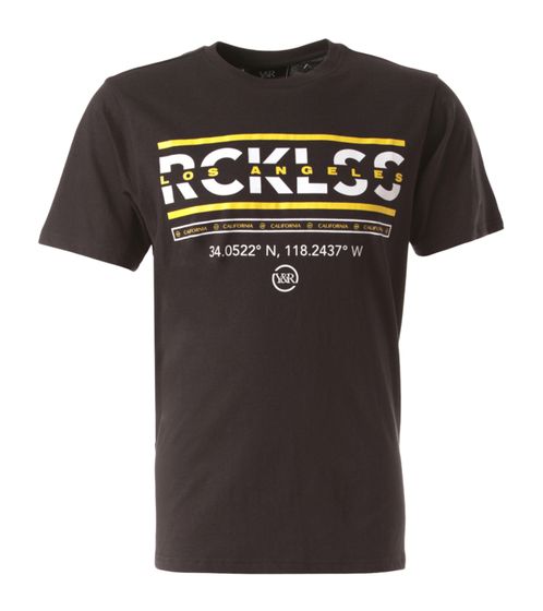 YOUNG & RECKLESS Strike Thru t-shirt en coton pour hommes avec imprimé sur le devant 110037-200 noir