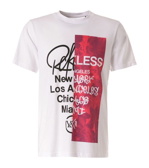 YOUNG & RECKLESS Transplant t-shirt pour hommes chemise en coton élégante avec imprimé sur le devant 110009-300 blanc